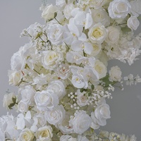 Colonnes de fleurs artificielles pour mariage : roses blanches, orchidées, gypsophile – Décoration florale en soie pour scène – Vente directe usine en gros