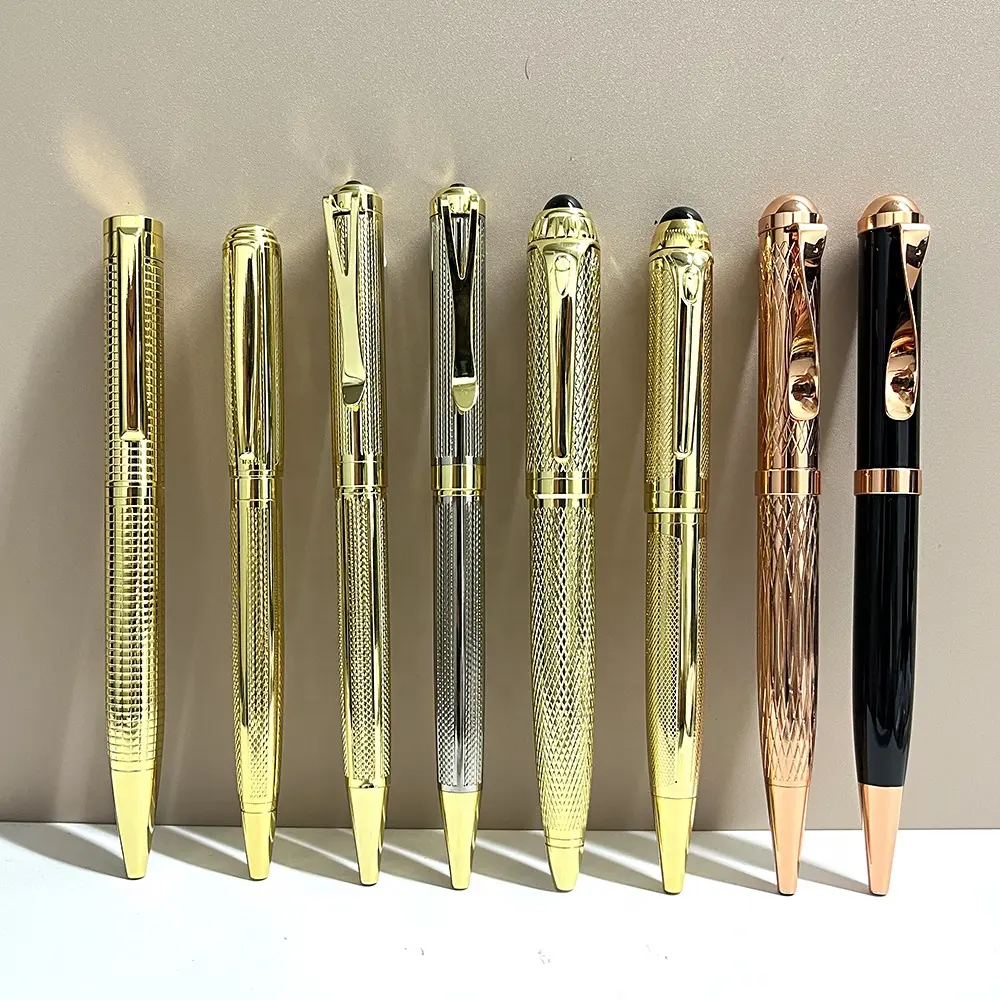 Custom LOGO Luxury Pens Personalized Copper Ballpoint Pen Plumas Gold Metal Pen OEM Manufacturer
