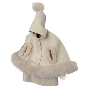 Child Star Circle Girls Wool <b>Coat</b> With Fox Fur Mandarin Collar Thickening Autumn Winter <b>Skirt</b> Set - Product Image 4