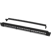 Panel Patch Logam Hitam Kosong 19 inci 1U UTP Cat5e-Cat8 24 Port dengan Standar ANSI/TIA/EIA DP-KJ-07