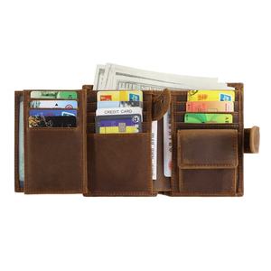 Portefeuille court pour homme en cuir de vache véritable, pochette tendance super stylée, porte-passeport, porte-cartes multifonction - Product Image 6