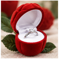 Boîte à bijoux personnalisée en rose floqué pour bagues, boucles d'oreilles, colliers, demande en mariage, cadeau de la Saint-Valentin, emballage cadeau