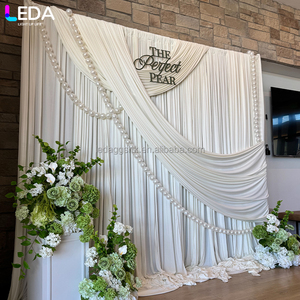 ฉากหลังงานแต่งงาน LEDA เรียบหรู ผ้าม่านสีขาว ฉากหลังสี่เหลี่ยมพร้อมริบบิ้น - Product Image 2