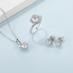 Set di Collana <span class=keywords><strong>e</strong></span> Orecchini a Forma di Cuore in <span class=keywords><strong>Argento</strong></span> <span class=keywords><strong>925</strong></span> con Pietre Moissanite Taglio Brillante Regalo Romantico per Donne Uso Quotidiano <span class=keywords><strong>e</strong></span> Feste - Product Image 5