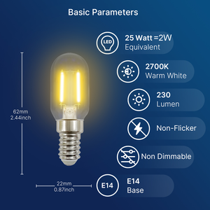 Лидер продаж, 120 В, 220 В, без мерцания, T8 T22, 2 Вт, 2700 К, 230 лм, Светодиодная лампа накаливания для холодильника, для нескольких сценариев - Product Image 2