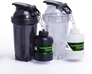 24-Unzen-Tritan-Protein-Shaker-Flasche mit vielseitigem Pulver-Lüftung und Mischer, Sport-Shaker mit durchsichtigem Deckel