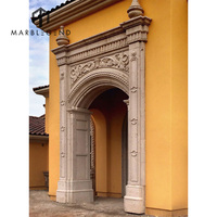 En Pierre De Style européen Sculpté Porte D'entrée Cadre Calcaire Beige Porte