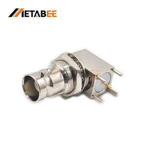 Connecteur Jack coudé à cloison BNC 50 Ohm <span class=keywords><strong>prise</strong></span> <span class=keywords><strong>coaxiale</strong></span> à angle droit pour systèmes de vidéosurveillance et de vidéo - Product Image 1