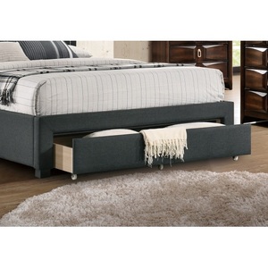 Lit King Size Californien Moderne avec Tête de Lit Capitonnée Boutonnée, Sommier de Rangement et Pied de Lit, Finition Anthracite, Écologique, pour Chambre d'Appartement - Product Image 4