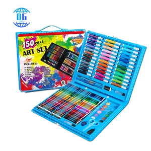 DG Wholesale 150PCS Crayon bleu pour enfants Dessin au crayon Art Set PVC Matériel pour la peinture et l'utilisation des étudiants Coffret cadeau