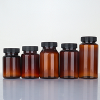 100ml 120ml 4oz 150ml 175ml 200ml Bouteilles vides en plastique PET marron avec bouchon noir pour capsule médecine pharmaceutique