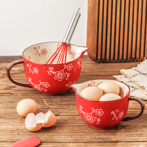<span class=keywords><strong>Ciotola</strong></span> in Ceramica Resistente con Impugnatura, Tazza per Sbattere le Uova con Bocca di Drenaggio, Stampa Sakura, <span class=keywords><strong>Ciotola</strong></span> per Mescolare - Product Image 3