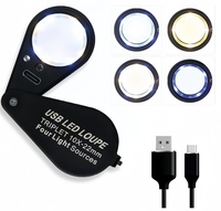 Loupe de bijoutier rechargeable 10X avec lumières UV et LED