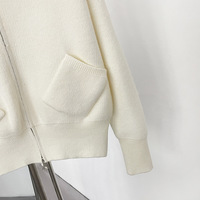 Jxwatcher Manteau d'hiver en tricot doux de luxe Col en fourrure de renard véritable avec poche zippée Vente en gros de pull en laine personnalisé pour femmes