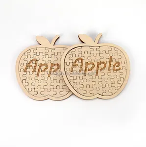 Small jigsaw kids wooden unfinished puzzle blank apple shape