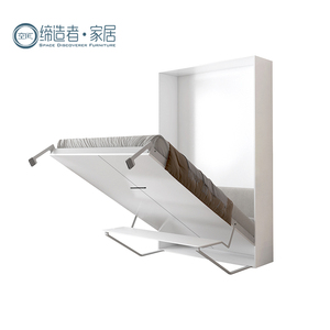 Letto a Scomparsa Verticale con Armadio in Materiale Truciolare, Letto a Muro Pieghevole Murphy con Scrivania - Product Image 4