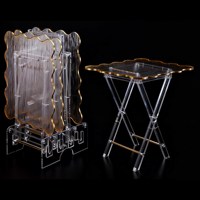 Table d'appoint en acrylique dorée arabe, pliable et portable, idéale pour la maison, le salon, le restaurant, les dîners en extérieur et les mariages – Vente directe usine