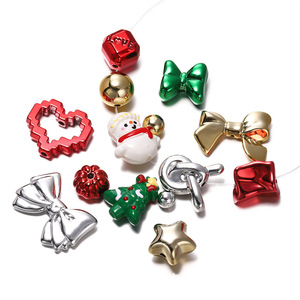 Surtido de cuentas acrílicas navideñas para hacer joyería DIY, dijes decorativos con formas de muñeco de nieve, árbol y lazo, 12 mm - Product Image 5