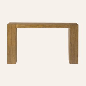 Mesa Consola Minimalista de Madera de Teca Sólida para Sala de Estar y Pasillo - Product Image 1
