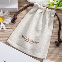 Sac à Cordon Recyclable Style Minimaliste en Coton et Lin avec Motif Chevrons pour Bijoux et Protection Contre la Poussière