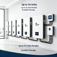Batterie LiFePO4 murale de style Powerwall 5,12 kWh 51,2 V 100 Ah avec BMS intelligent pour stockage d'énergie solaire domestique, jusqu'à 16 parallèles