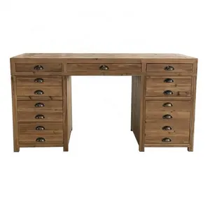 Escritorio con cajones para oficina, mueble de estilo europeo clásico, antiguo, ejecutivo, para recepción, Hl890R-150