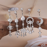 Anneaux de nombril pendulants 14G en acier inoxydable, accessoires de piercing corporel pour femmes, parfaits pour l'été, la plage et les fêtes à la piscine