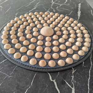Tapis de massage des pieds en bois massif, en bois sec, pour thérapie de super-jogging, plaque de pression des doigts, points d'acupuncture du pied, diamètre 50 cm - Product Image 2