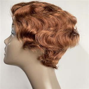 Brasiliani di Remy Capelli Corti Bagnato ed Ondulato Pixie Cut Parrucca Ocean Wave Dito Wave Nessuno Merletto Parrucca di Capelli Umani per nero Delle Donne - Product Image 1