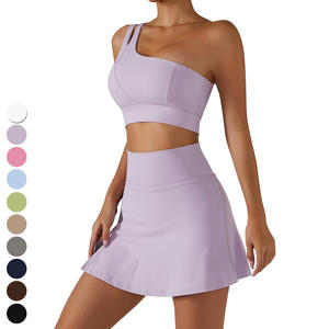 <span class=keywords><strong>2</strong></span> en 1 Mini falda Peakball Ropa deportiva Traje inclinado Un hombro Conjunto deportivo Fitness Golf Peak Faldas Pelota Tenis Falda Conjunto Mujer - Product Image 4