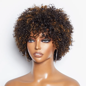 Perruques birmanes brutes cheveux bouclés <span class=keywords><strong>afro</strong></span> crépus sans colle cheveux humains bouclés courts sans dentelle pleine machine perruque faite Aliexpress achats en ligne - Product Image 3