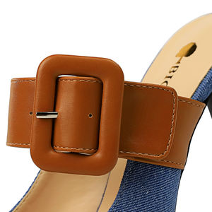 955-2 bigtree <span class=keywords><strong>scarpe</strong></span> Baotou trascinare bocca superficiale sottolineato dita dei piedi delle Donne del <span class=keywords><strong>denim</strong></span> di Colore di corrispondenza Cintura fibbia A Spillo di Alta tacchi pantofola - Product Image 6