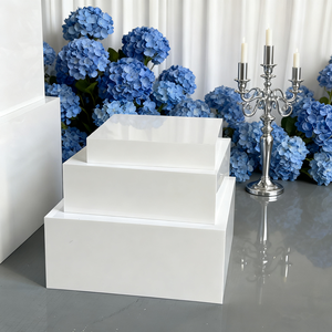 Op maat gemaakte acryl displaybox witte buffet voedselverhogers voor bruiloftsdecoratie - Product Image 5