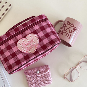 Bolsa de cosméticos de gran capacidad con cremallera de diente de perro de lona de 12 pulgadas, bolsa de viaje portátil para estuche, etiqueta, parche, costura, bolsa de maquillaje - Product Image 2