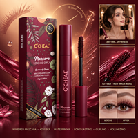 Mascara rouge bordeaux longue tenue, courbant et épaississant, transparent, waterproof, anti-bavures, résistant à la transpiration, sans effet vertigineux, maquillage des cils en fibres, vente en gros, yeux et cils