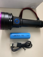 Lampe torche UV LED rechargeable haute puissance 30W 365nm 395nm, corps en alliage d'aluminium robuste, IP65, charge USB, noire, pour le camping