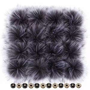 Kabarık Faux Fox kürk ponponlar Snap ile 12 cm DIY tilki kürk eşarp şapka çanta aksesuarları için Mulit renkler sahte kürk ponpon - Product Image 3