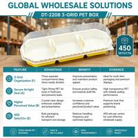 Boîtes d'emballage jetables personnalisées à 3 compartiments pour boulangerie, barquettes en plastique PET transparent avec couvercles pour tranches de cheesecake, pâtisseries, pain