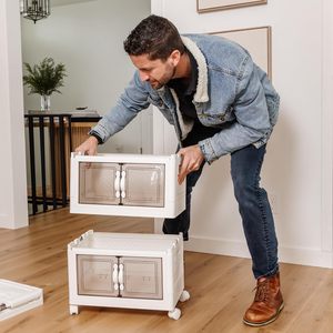 Vente en gros de boîtes de rangement pliables en <span class=keywords><strong>plastique</strong></span> PP à double porte ouverte bacs alimentaires modernes personnalisés <span class=keywords><strong>pour</strong></span> meubles de maison et salon - Product Image 6