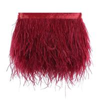 Garnitures de franges de plumes d'autruche brûlées rouges avec ruban de satin pour chapeaux de chapellerie accessoires de robe de plumes