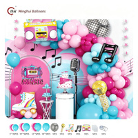 Perlengkapan Dekorasi Balon Musik Rock Disco, Radio Retro, Mikrofon, Gitar, Balon Foil Not Musik, 80an 90an, Hip Hop, Karaoke, Pesta Ulang Tahun