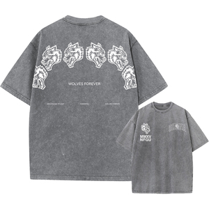 T-shirt Homme Personnalisé Vintage Délavé à l'Acide, Vente en Gros OEM, Tissu Lourd Streetwear en Soie Peignée Anti-Plis Séchage Rapide Respirant - Product Image 5