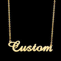 Collar de cadenas finas a la moda con letras y nombre personalizado, accesorio elegante, joyería de acero inoxidable texturizada de alta calidad