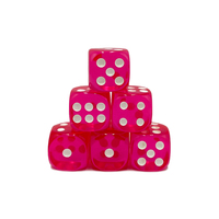 Dés en plastique violet transparent 8mm/10mm/12mm/14mm/16mm D6 avec points blancs pour jeu de société