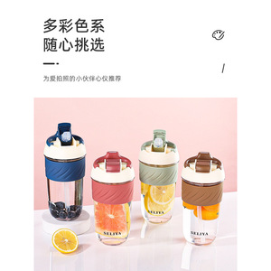 ขวดน้ำพลาสติก Seliya พร้อมหลอดดูดแบบพับได้ 500 มล. ปลอดสาร BPA สำหรับการเดินทาง เดินป่า ดีไซน์ทันสมัยสำหรับทุกเพศ - Product Image 4