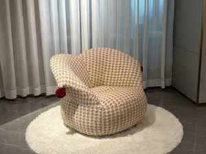 <span class=keywords><strong>Fauteuil</strong></span> d'appoint en tweed vintage en forme de cœur avec décor pompon - <span class=keywords><strong>Canapé</strong></span> simple rembourré doux <span class=keywords><strong>pour</strong></span> salon - Product Image 2