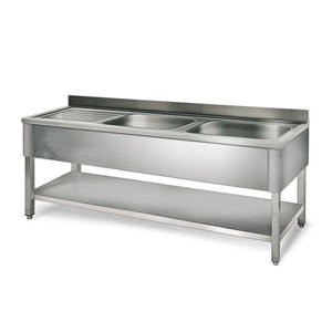 Fregaderos de cocina de acero inoxidable de fábrica china VICTORY fregadero de doble cuenco con gabinete equipo de catering para otros suministros de hotel - Product Image 2