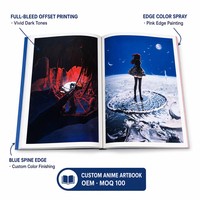 Impression personnalisée d'albums d'art anime, couverture rigide, papier artistique, estampage à chaud doré, fenêtre découpée, faible MOQ, OEM