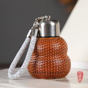Titanium Gourd Cup Handmade Bamboo Woven Portable Outdoor Water Bottle With Tea Strainer Lightweight Gift For Home Office - Product Image 2