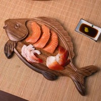 Plateaux en bois de noyer massif de qualité supérieure, sculptés à la main en forme de poisson et de crabe, plateau de service pour restaurant de fruits de mer, décoration de la maison, ustensiles de cuisine